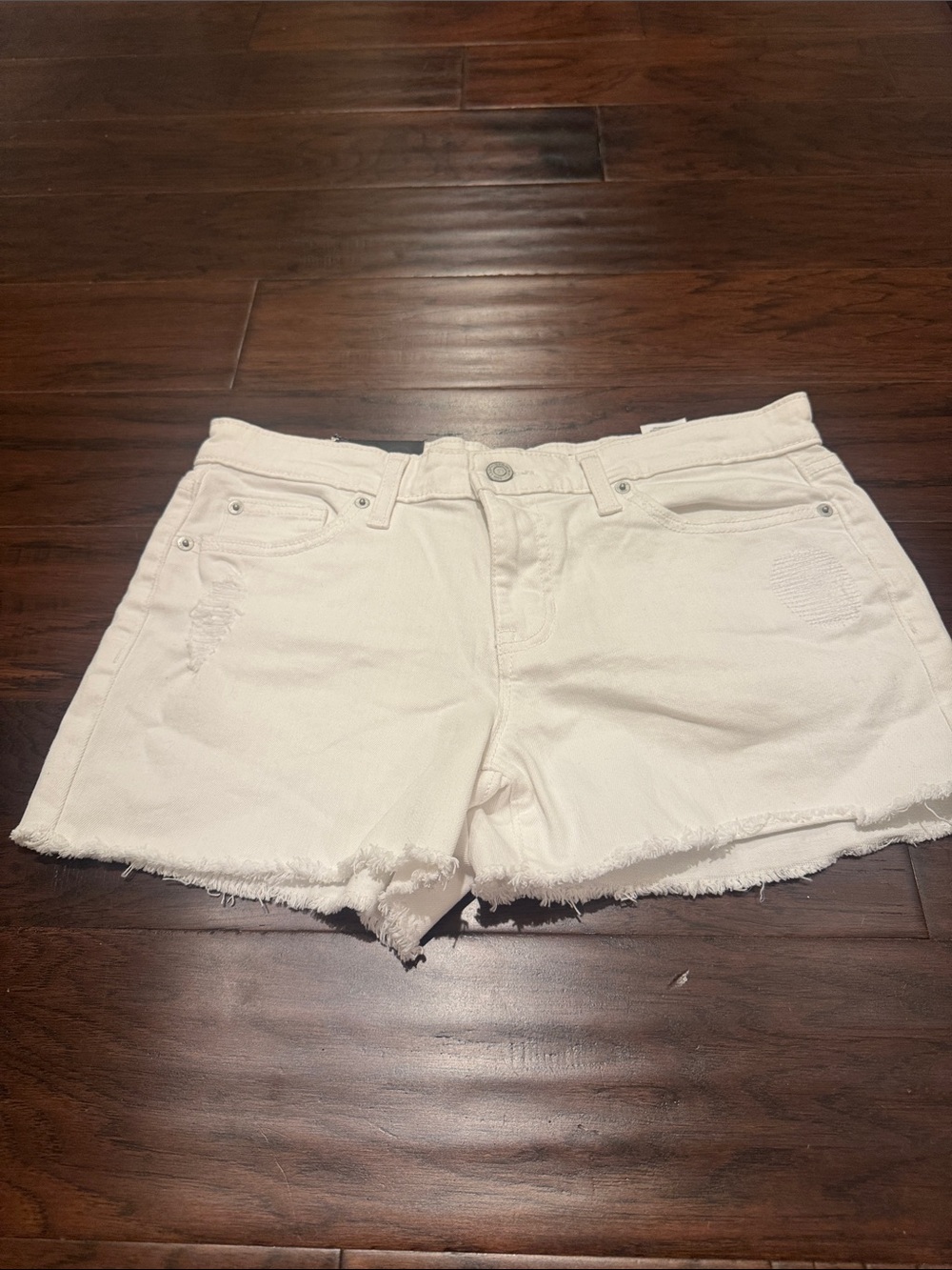 GAP Factory White Frayed Denim Jean Shorts